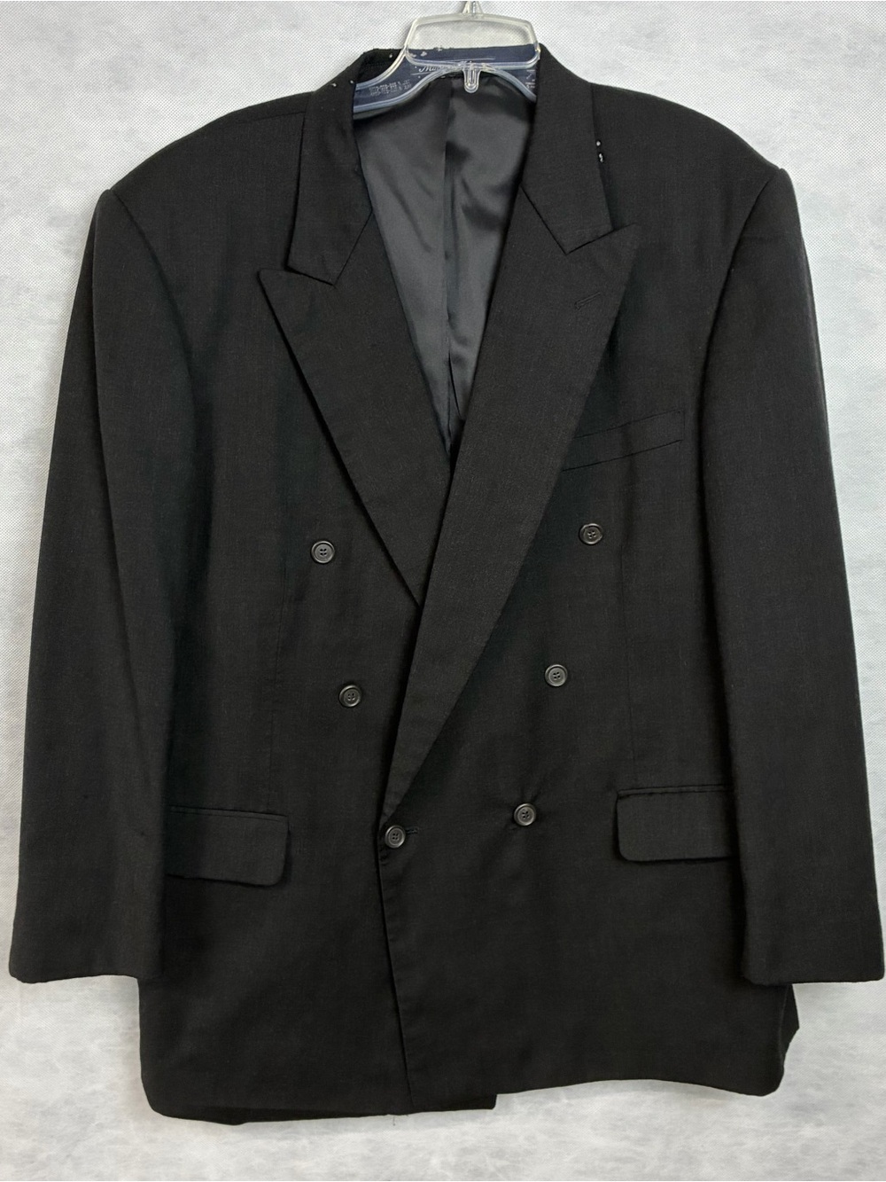 Joseph Feiss 48R 44x28.5 Black 100% Wool Mens Jacket Pants Suit Needs Repair